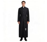 COSDREAMER Priest Soutane Costume de Ministre Clergy Robe(Noir, M)