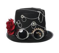 COSDREAMER Sombreros Steampunk Para Mujer y Hombre, Sombrero victoriano de Plumas Con Velo Para Halloween (61 cm, B)