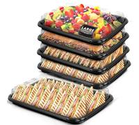 Coselena Lot de 5 plateaux à sandwich avec couvercles - Plateaux de service lavables pour un usage quotidien et la restauration avec étiquettes autocollantes - Boîtes de rangement idéales pour les