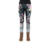 cosey Legging imprimé Floral coloré (Taille Unique) - Motif Fleurs et Rayures, Fleurs et Rayures, Taille Unique