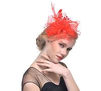 COSFAN Chapeau à Plumes,Barrette à Cheveux avec Voile Amovible,Bandeau en Maille pour Les Femmes,Les Filles,Les Cocktails,Les fêtes d'halloween,Les soirées thé,Les Mariages de mariée