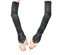 COSFAN Gants en satin avec crochets pour femmes, longs gants d'opéra de soirée, gants rétro à longueur de coude pour les fêtes des années 1920 Accessoires