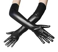 COSFAN Gants longs en cuir verni pour femme, taille unique, noir, pour Cosplay, Opera, Dance, Evening Party, Costume