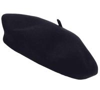 COSHAL® Béret en laine pour adulte, style français, couleur classique, unisexe, doux, chaud, pour l'extérieur, style vintage, Noir , Taille Unique
