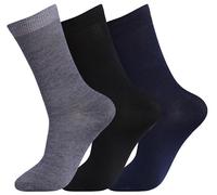 COSHAL® Bigfoot Lot de 3 et 6 paires de chaussettes pour homme diabétique à haut large revers doux non élastiques adaptées aux œdèmes Pieds enflés Non contraignants Taille 40-42, Noir/bleu marine/gris