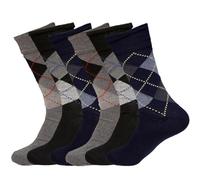 COSHAL® Bigfoot Lot de 3 et 6 paires de chaussettes pour homme diabétique à haut large revers doux non élastiques adaptées aux œdèmes Pieds enflés Non contraignants Taille 40-42, Motif losanges, 11-14