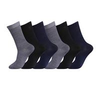 COSHAL® Bigfoot Lot de 6 paires de chaussettes pour homme diabétique à haut haut revers doux non élastique Prise en main adaptée aux œdèmes Pieds enflés non contraignants Taille UK 46-42, Noir/bleu