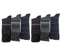 COSHAL® Bigfoot Lot de 6 paires de chaussettes pour homme diabétique avec bord large et revers doux non élastiques adaptées aux œdèmes non contraignants Taille 45-42, Ligne/rayures (6 paires), 12-14