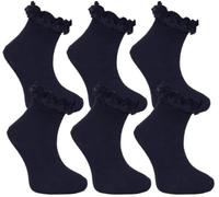 COSHAL Chaussettes à volants en dentelle pour fille - Chaussettes de danse douces pour la rentrée scolaire, bleu marine, 7-10 ans
