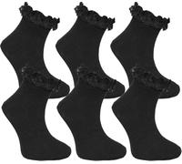 COSHAL Chaussettes à volants en dentelle pour fille - Chaussettes de danse douces pour la rentrée scolaire, Noir , 11-14 ans