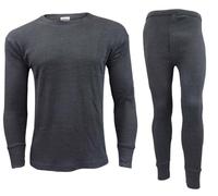 COSHAL® Ensemble de Sous-Vêtements Thermiques Pour Homme, Haut et Bas à Manches Longues, Pantalon Long Pour l'Hiver, Ensemble Charbon, XXL