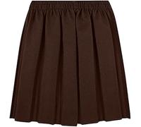 COSHAL® Jupes uniformes pour la rentrée scolaire pour filles - Jupes d'été pour enfants et filles, jupe de cérémonie à taille élastique arrondie, jupe plissée à taille élastique, marron, 7-8 ans