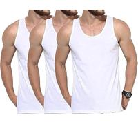 COSHAL® Lot de 3 débardeurs Blancs en Coton pour Homme - sans Manches -Coupe ajustée - pour l'été - pour Tous Les Jours - pour entraînement à séchage Rapide et Facile, Blanc (Lot de 3), M