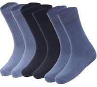 COSHAL Lot de 3 et 6 paires de chaussettes pour femme diabétiques larges en nid d'abeille avec revers doux non élastiques et confortables, Bleu (6 paires), 4-7