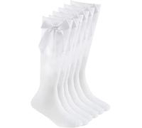 COSHAL® Lot de 3 paires de chaussettes hautes en coton pour fille avec nœud en ruban moelleux, chaussettes de rentrée scolaire, uniforme de fête, chaussettes longues pour filles, blanc, 11-14 ans