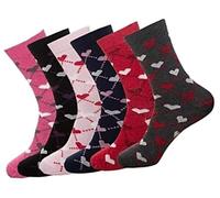 COSHAL® Lot de 3 paires de chaussettes pour femme diabétique - Large et extensible pour les pieds enflés - Chaussettes de grossesse - Taille 37-42, Argyle - Cœur (3 paires), Taille unique