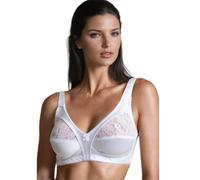 COSHAL® Soutien-gorge à dentelle florale pour femmes sans armature, maintien ferme, bonnet souple en satin - Soutien-gorge pour femmes sans armature à bonnet plein sans rembourrage, blanc, 36DD