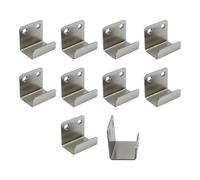 Coshar Lot de 10 supports muraux en acier inoxydable pour fixation murale et présentation de carreaux en céramique, d'affiches, crochets plats en J, largeur intérieure 25 mm, argenté