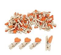 Coshar Lot de 100 mini pinces à linge en bois en forme de cœur rose multi-usages pour décoration de fête de mariage et photos