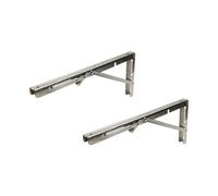 Coshar Lot de 2 supports d'étagère pliables en acier inoxydable robuste en forme de L pour table, banc de travail, gain de place (40,6 cm, argenté)