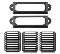Coshar Lot de 32 porte-étiquettes en métal noir - 6,1 x 1,8 cm - Pour bureau, tiroir, étiquettes, armoires, étagères et étagères