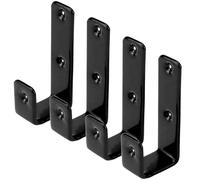 Coshar Lot de 4 crochets robustes en acier inoxydable revêtus de J de 2,5 cm pour décoration de lit, garage, rangement des outils de câble, noir