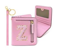 COSHAYSOO Petit portefeuille fin à deux volets RFID pour femmes, adolescentes, voyages, nécessités quotidiennes, cartes de crédit, argent, pièces de monnaie, Chenille - Rose, Compact, Z