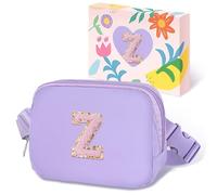 COSHAYSOO Petit sac banane avec patch lettre initiale réglable pour femmes, adolescentes, voyages, gym, randonnée, sac à main de voyage, pochette tendance, Chenille violette, Small, Z