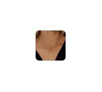 Coshilta Colliers superposés pour femme - Collier tendance empilable en plaqué or 14 carats - Ne ternit pas - Pendentif délicat personnalisé de A à Z - Petit cadeau pour femme, on average, Laiton, Pas