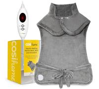 Cosi Home Coussin Chauffant Electrique Tour de Cou, Dos et Epaules - Grande Veste Chauffante 90x65cm, 6 Réglages de Chaleur, Télécommande Numérique, Polaire super douce - Lavable en Machine - Gris