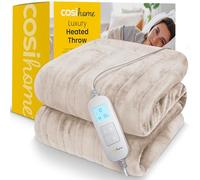 Cosi Home Couverture Chauffante 1 Personne 180x130cm, Plaid Polaire, Beige | Plaid Chauffant Électrique Double Face, 10 Niveaux de Chaleur, Minuterie 1-10h, Arrêt Automatique, Lavable en Machine 40°C