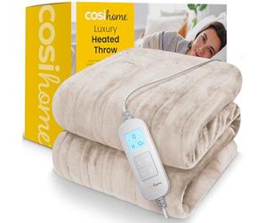 Cosi Home Couverture Chauffante 1 Personne 180x130cm, Plaid Polaire, Beige | Plaid Chauffant Électrique Double Face, 10 Niveaux de Chaleur, Minuterie 1-10h, Arrêt Automatique, Lavable en Machine 40°C