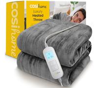 Cosi Home Couverture Chauffante 1 Personne 180x130cm, Plaid Polaire, Gris | Plaid Chauffant Électrique Double Face, 10 Niveaux de Chaleur, Minuterie 1-10h, Arrêt Automatique, Lavable en Machine 40°C