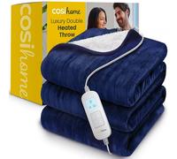 Cosi Home Couverture Chauffante 2 Places, Plaid 200x150cm, Bleu Marine | Plaid Chauffant Électrique Polaire & Sherpa, 10 Niveaux de Chaleur, Minuterie 10h, Arrêt Automatique, Lavable en Machine