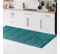 CosìCasa Tapis Cuisine Bambou - 50X180 cm Antidérapant et Résistant à l'eau - Tapis de Bain Bambou en Bois Naturel Durable - Tapis Bambou Salle de Bain Effet Couleur Unie Facile à Nettoyer - Bleu