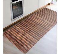 CosìCasa Tapis de cuisine en bois respectueux de l'environnement, polyvalent, antidérapant, lavable, parfait comme tapis de bain, tapis de cuisine ou tapis d'extérieur [50 x 120 cm, vert bicolore]