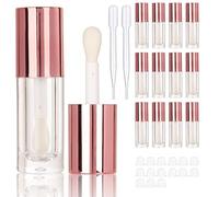 COSIDEA Lot de 14 tubes vides de 6 ml pour gloss à lèvres - Tubes ronds roses avec baguette épaisse, rose gold, 4-4.5 Years 3X-Narrow Little Kid, Tube