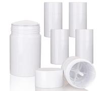 COSIDEA Lot de 4 conteneurs déodorants blancs ronds vides 50g / 1.67OZ à remplissage par le bas, grands tubes à twist up pour cire capillaire et stick à lèvres