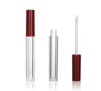 COSIDEA Lot de 50 tubes ronds vides de 1,5 ml pour gloss à lèvres rouge foncé avec baguette, mini tubes de gloss à lèvres de petite taille en vrac