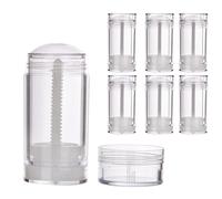 COSIDEA Lot de 6 récipients ronds transparents vides pour déodorant - 75 g - Remplissage par le bas - Grand tube torsadé pour cire capillaire