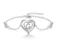 Cosie Lily Bracelet Femme, Argent 925 Reglable CœUr Initiale A-Z Cadeau Bijoux, NoëL Saint Valentin En Anniversaire, Copine éPouse Amour Maman Pour Sa Ma Fille Amie For Women G
