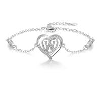 Cosie Lily Bracelet Femme, Argent 925 Reglable CœUr Initiale A-Z Cadeau Bijoux, NoëL Saint Valentin En Anniversaire, Copine éPouse Amour Maman Pour Sa Ma Fille Amie For Women W