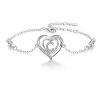 Cosie Lily Bracelet Femme, Argent 925 Reglable CœUr Initiale A-Z Cadeau Bijoux, NoëL Saint Valentin En Anniversaire, Copine éPouse Amour Maman Pour Sa Ma Fille Amie For Women C
