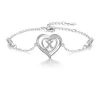 Cosie Lily Bracelet Femme, Argent 925 Reglable CœUr Initiale A-Z Cadeau Bijoux, NoëL Saint Valentin En Anniversaire, Copine éPouse Amour Maman Pour Sa Ma Fille Amie For Women X