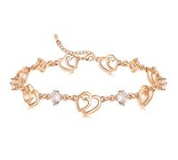 Cosie Lily Bracelet Femme Jour de la Saint - Valentin Bracelet Argent Sterling 925 Coeur Or Réglable Charms Bijoux Cadeau Cadeau Femme Jour de la Mère Diplôme
