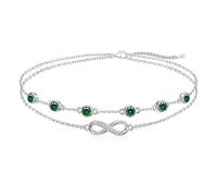 Cosie Lily Bracelet Femme Pierre Naissance Bijoux Cadeau Saint Valentin Femme Infini Argent Sterling 925 Bracelet Double Chaîne avec Zircone Coeur Bracelet Personnalisé Femme Petite Amie/Épouse/Manma