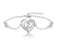 Cosie Lily Cadeau Saint Valentin Bracelet Femme, Argent 925 Reglable Cœur Initiale A-Z Cadeau Bijoux, Saint Valentin Copine épouse Maman pour Fille Amie for Women Amour