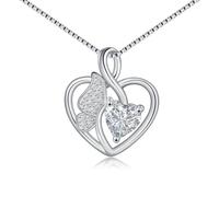 Cosie Lily Femme Collier Femmes ArgentSterling 925 avec Pendentif en Forme de Cœur et Papillon,Cadeau Fête des Mères Cadeaux Anniversaire pour Elle