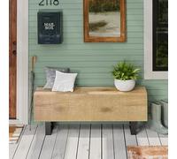 COSIEST MgO Banc de jardin rectangulaire en bois de chêne clair 122,9 x 30 cm