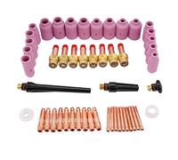 Cosiki 51 Pièces Consommables de Torche de Soudage, Pièces de Rechange pour les Séries WP 17, 18, 26, Consommables en Matériau Céramique Résistant aux Hautes Températures, Ensemble Complet pour